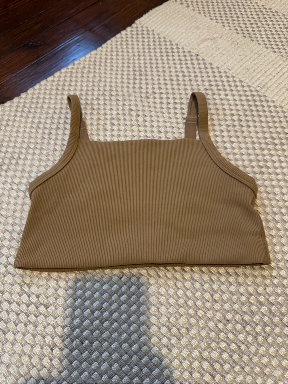 aerie Ribbed Square-Neck Crop Bralette in Brown